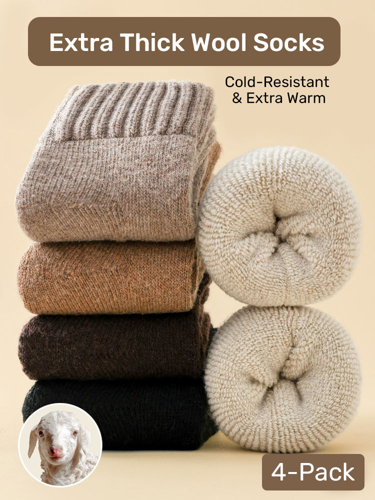 Warm Wool Socks for Women, Fleece-Lined and Thickened for Autumn and Winter, Extra Thick for Cold Weather in Northeast, Plush Home Socks for Winter, Ultra-Thick Mid-Calf Length