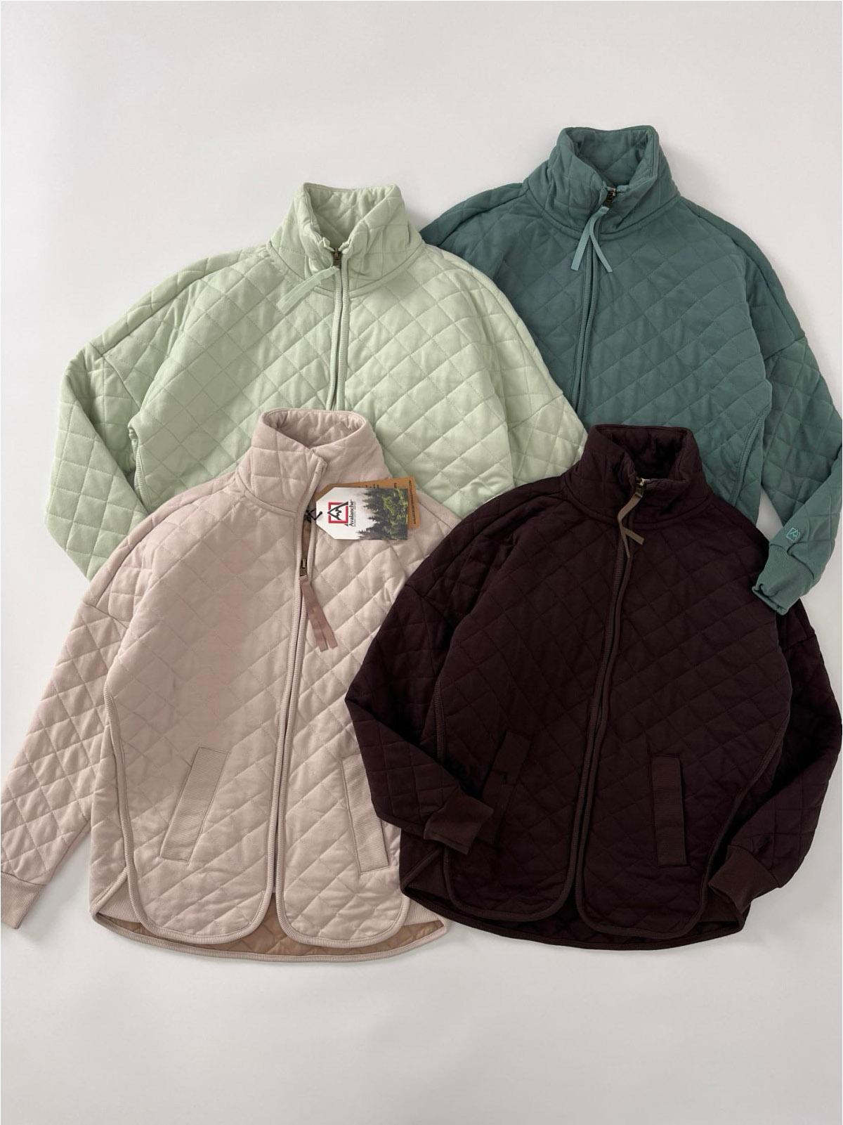 North American Mountain Style Outdoor Xs-Xl Retro Cotton Rhombus Quilted Stand Collar Zipper Jacket Warm and Skin-Friendly Cotton Outwear