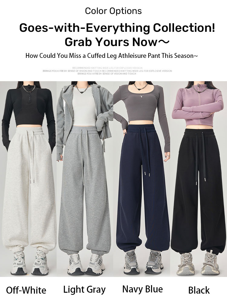 American Grey Jogger Pants Sports Pants Women's Autumn 2025 New arrival high waist Slim Looking Loose Straight-leg Casual Lantern Sweatpants