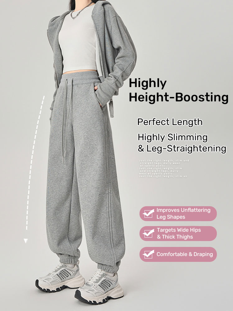 American Grey Jogger Pants Sports Pants Women's Autumn 2025 New arrival high waist Slim Looking Loose Straight-leg Casual Lantern Sweatpants