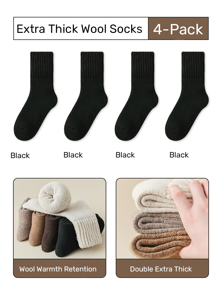 [4 Pairs]Extra Thick Wool Thermal Socks Set - Pack of Seven[Black 4]