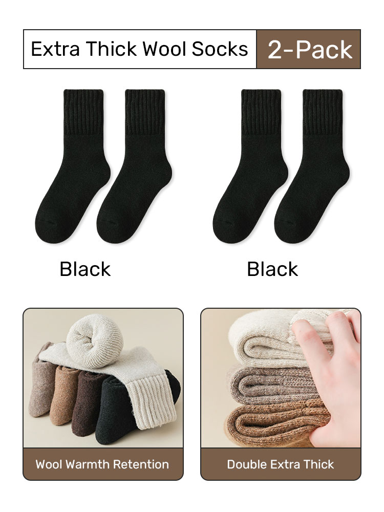 [2 Pairs]Extra Thick Wool Thermal Socks Set of Six[Black 2]
