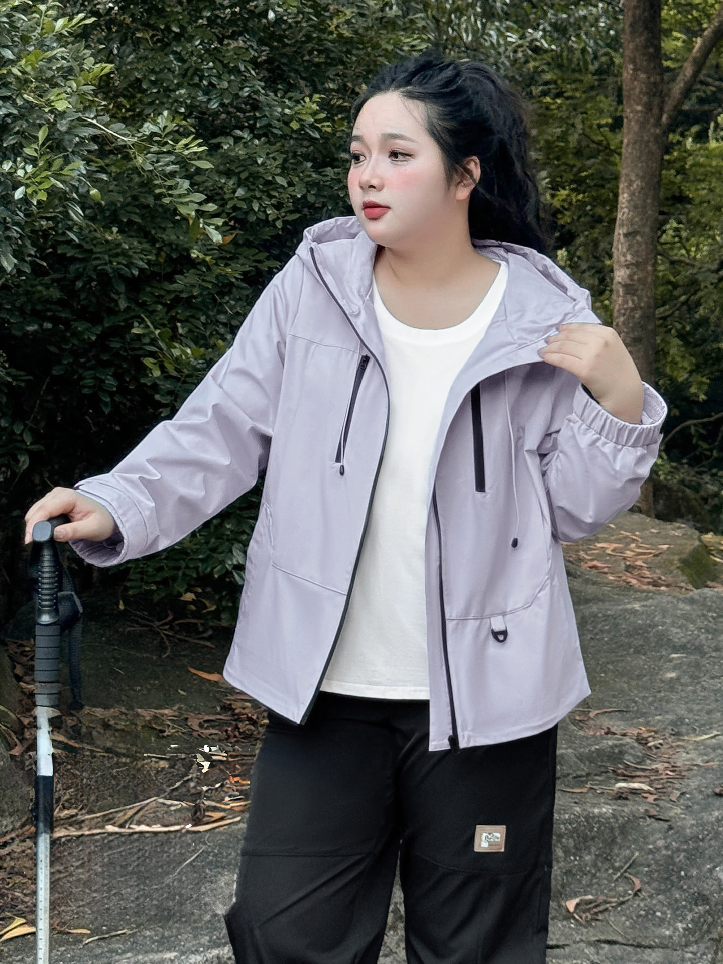Plus Size Women's Clothing [Outdoor Jacket] Three-In-One Windproof and Water-Repellent Jacket Embroidered Travel and Mountaineering Clothing