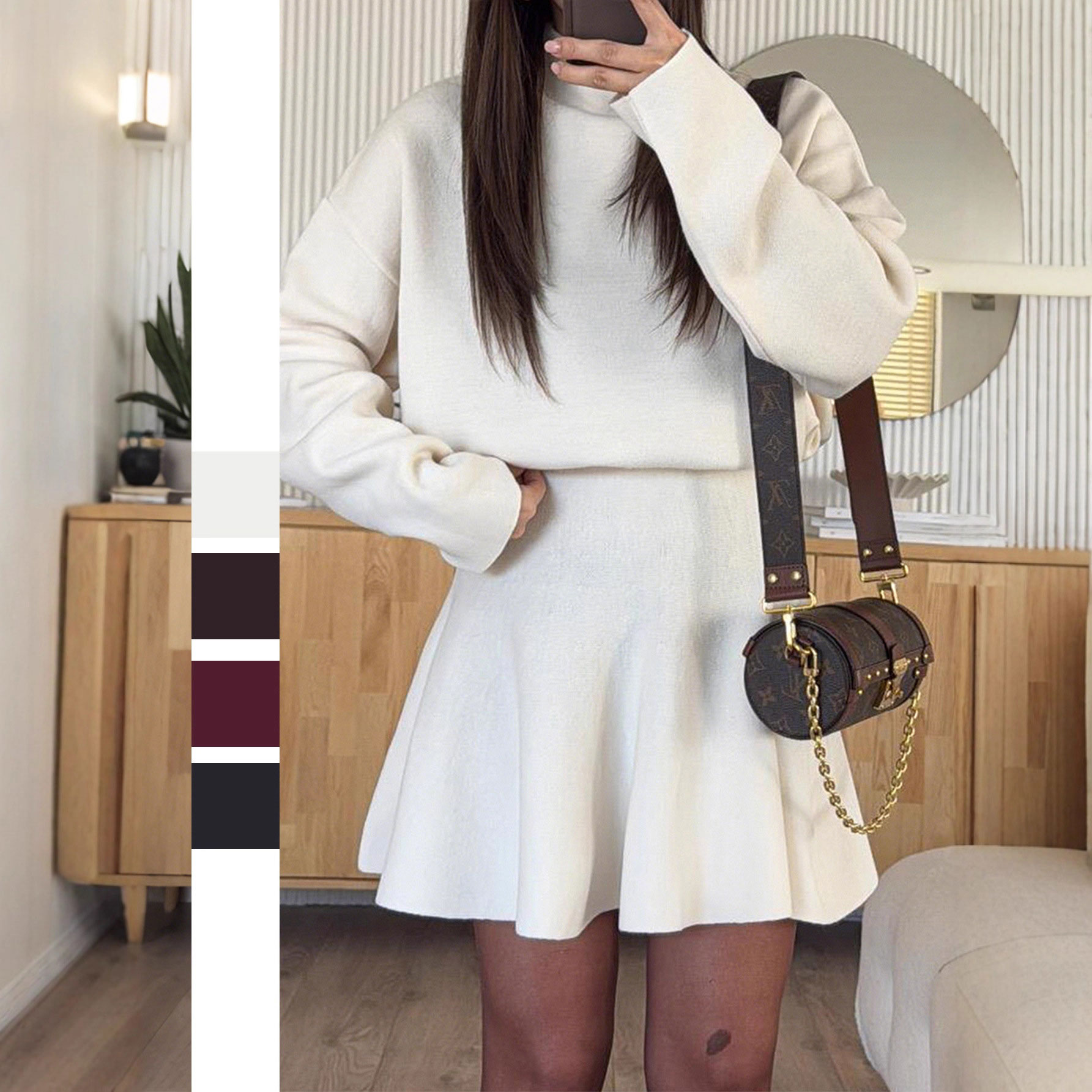2025 New style of European and American casual vacation sweaters, long sleeves, short skirts, dresses, women's clothing, autumn and winter, Amazon fur collar