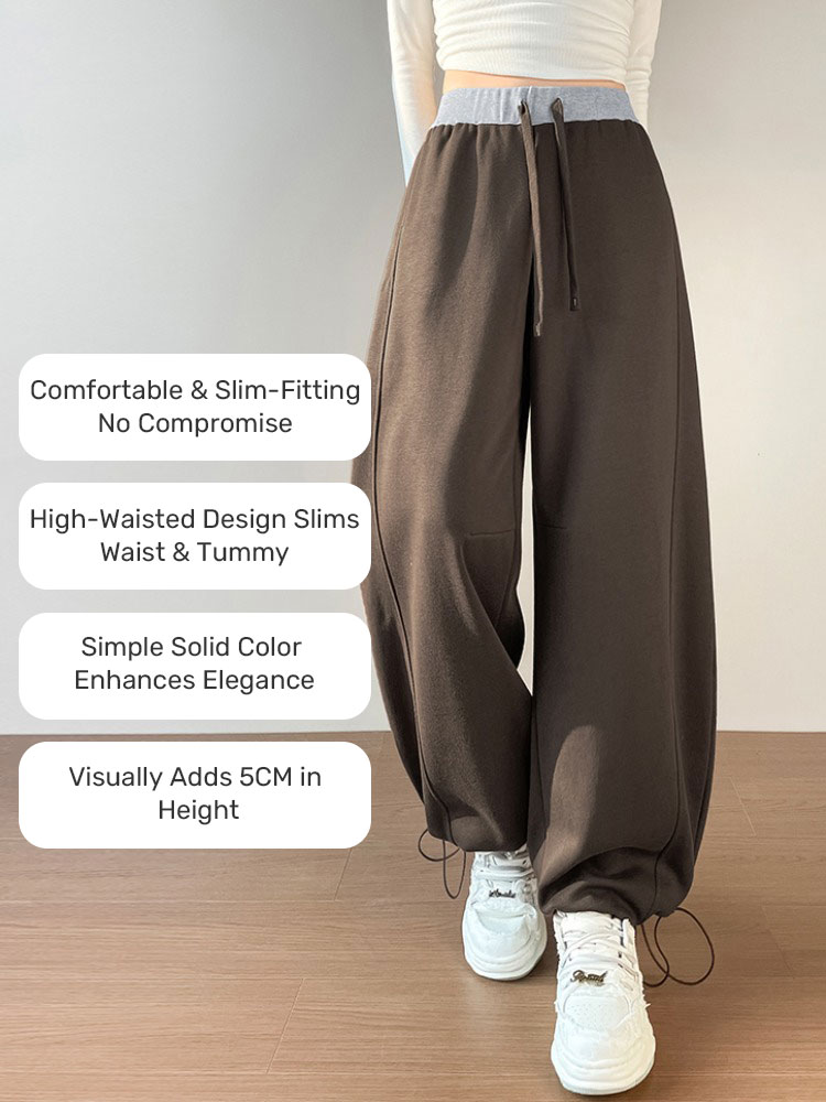 Navy Blue American Sports Pants Women's Autumn Patchwork high waist Jogger Pants Wide Leg Machete Banana Pants