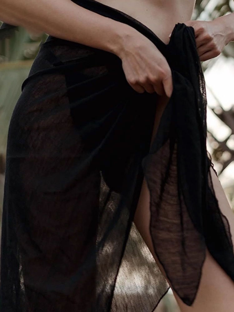 Beach Vacation Wrap Skirt Bikini Bottom Cover-Up Dress Wrap Skirt Triangle Scarf