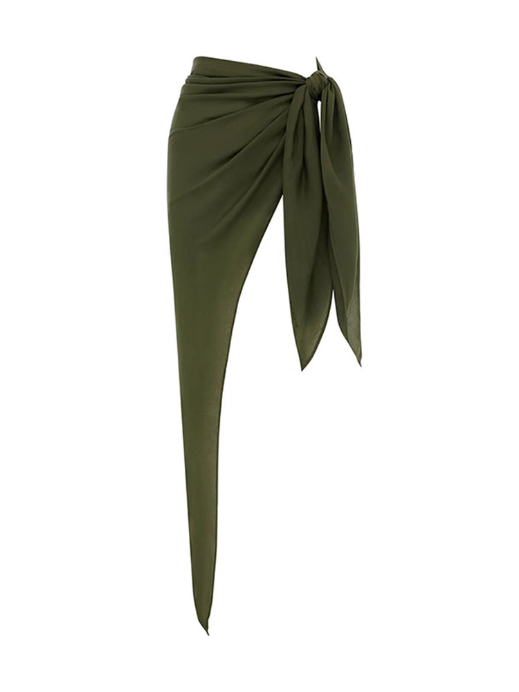 Beach Vacation Wrap Skirt Bikini Bottom Cover-Up Dress Wrap Skirt Triangle Scarf