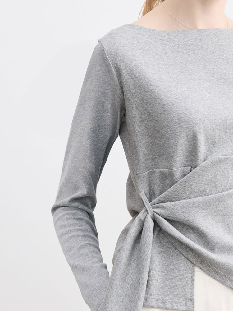 Black One-Shoulder Long-Sleeved T-Shirt for Women in Early Autumn with Asymmetrical Slit Design, Slim-Fitting Waist-Cinching Bottoming Shirt Top