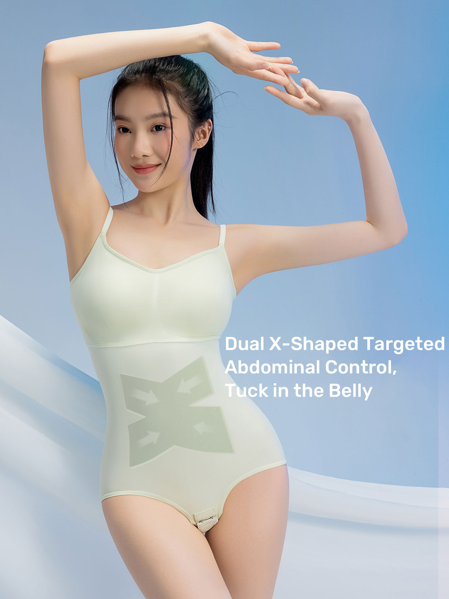 Curvy Cloud Triangle Shapewear Bodysuit for Women, Tummy Control, Butt Lift, Slimming, Body Shaping, Figure-Flattering, Tight-Fitting Garment