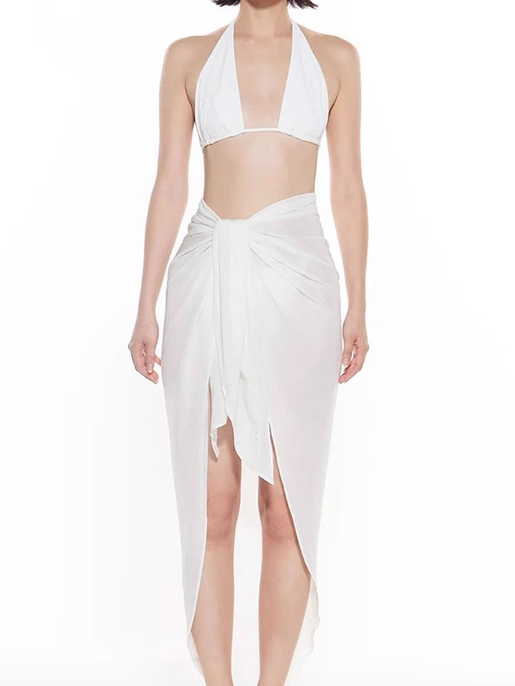 Beach Vacation Wrap Skirt Bikini Bottom Cover-Up Dress Wrap Skirt Triangle Scarf