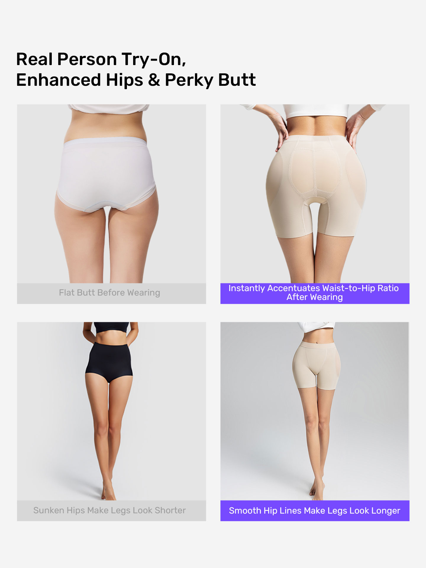 Curvism Seamless 45 ° Hip-Enhancing and Butt-Lifting Pants with Invisible Tummy Control, Fake Hip and Butt Enhancer.